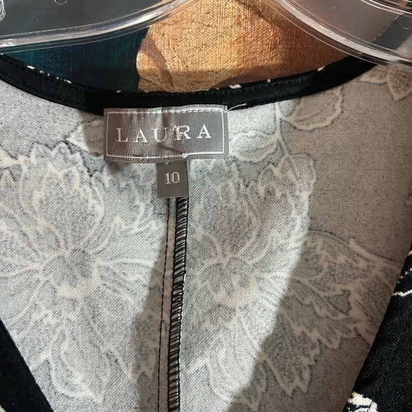 Laura Black Floral Lace Midi Dress Size 10 - Picture 9 of 16